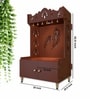 Brown Finish Premium Art of Mor Pankh Floor Temple with Spacious Wooden Shelf & Inbuilt Focus Light