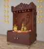 Brown Finish Premium Art of Mor Pankh Floor Temple with Spacious Wooden Shelf & Inbuilt Focus Light