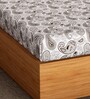Brown Floral 144 TC 100% Cotton Fitted Bedsheet & 2 Pillow Covers