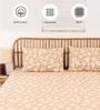 Brown Floral 144 TC Cotton 1 King Bedsheet with 2 Pillow Cover