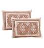 Brown Floral 144 TC Cotton King Bedsheet and 2 Pillow Cover