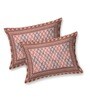 Brown Floral 144 TC Cotton King Bedsheet and 2 Pillow Cover