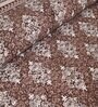 Brown Floral 144 TC Cotton King Bedsheet and 2 Pillow Cover