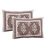 Brown Floral 144 TC Cotton King Bedsheet and 2 Pillow Cover
