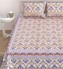 Brown Floral 144 TC Cotton King Bedsheet and 2 Pillow Cover