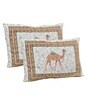 Brown Abstract 144 TC Cotton King Bedsheet and 2 Pillow Cover