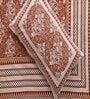Brown Floral 144 TC Cotton King Bedsheet and 2 Pillow Cover