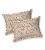 Brown Floral 144 TC Cotton King Bedsheet and 2 Pillow Cover