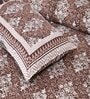 Brown Floral 144 TC Cotton King Bedsheet and 2 Pillow Cover