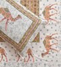 Brown Abstract 144 TC Cotton King Bedsheet and 2 Pillow Cover