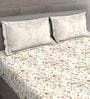 Brown Floral 144 TC Cotton King Sized Bed Sheets with 2 Pillow Covers
