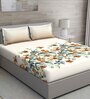 Brown Floral 144 TC Cotton Queen Sized Bed Sheets with 2 Pillow Covers