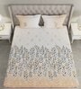 Brown Floral 144 TC Cotton Queen Sized Bed Sheets with 2 Pillow Covers