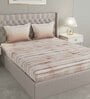 Brown Striped 144 TC Cotton Queen Sized Bed Sheets with 2 Pillow Covers