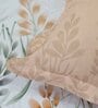 Brown Floral 144 TC Cotton Queen Sized Bed Sheets with 2 Pillow Covers