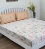Brown Floral 144 TC Cotton Queen Sized Bed Sheets with 2 Pillow Covers