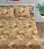 Brown Floral 144 TC Poly Cotton Single Bed Sized Bed Sheets With 1 Pillow Cover