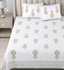 Brown Floral 180 TC Cotton King Size Bedsheet With 2 Pillow Cover
