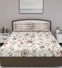 Brown Floral 180 TC Cotton Queen Sized Bed Sheets with 2 Pillow Covers