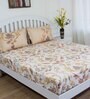 Brown Floral 180 TC Cotton Queen Sized Bed Sheets with 2 Pillow Covers