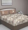 Brown Floral 180 TC Cotton Queen Sized Bed Sheets with 2 Pillow Covers