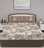 Brown Floral 180 TC Cotton Queen Sized Bed Sheets with 2 Pillow Covers