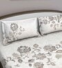 Brown Floral 180 TC Cotton Queen Sized Bed Sheets with 2 Pillow Covers