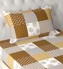 Brown Floral 180 TC Microfiber Single Bedsheet With 1 Pillow Cover