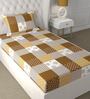 Brown Floral 180 TC Microfiber Single Bedsheet With 1 Pillow Cover
