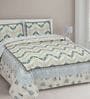Blue Floral 210 Tc Cotton King Sized Bed Sheets With 2 Pillow Covers
