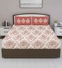 Brown Floral 210 TC Cotton King Sized Bed Sheets with 2 Pillow Covers