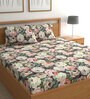 Multicolor Floral 210 TC Microfiber Queen Sized Fitted Bed Sheets with 2 Pillow Covers