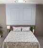 Off White Floral 210TC 100% Cotton Printed Flat Super King Bedsheet With 2 Pillow Covers