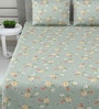 Green Floral 220 Tc Cotton Super King Bedsheet With 2 Pillow Covers
