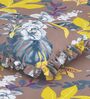 Brown Floral 260 Tc Polycotton Double Fitted Bedsheet With 2 Pillow Covers