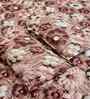 Brown Floral 300 TC Cotton Blend 7D King Size Fitted Double Bedsheet with 2 Pillow Covers