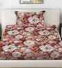 Brown Floral 300 TC Cotton Blend 7D Single Bedsheet with 1 Pillow Cover