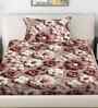Brown Floral 300 TC Cotton Blend 7D Single Bedsheet with 1 Pillow Cover