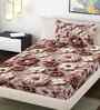 Brown Floral 300 TC Cotton Blend 7D Single Bedsheet with 1 Pillow Cover