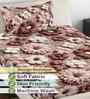 Brown Floral 300 TC Cotton Blend 7D Single Bedsheet with 1 Pillow Cover