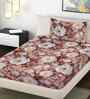 Brown Floral 300 TC Cotton Blend 7D Single Bedsheet with 1 Pillow Cover