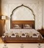 Brown Floral 300 TC Cotton King Sized Bedsheet with 2 Pillow Covers