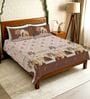 Brown Floral 300 TC Cotton King Sized Bedsheet with 2 Pillow Covers