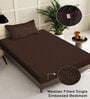 Brown Floral 300 TC Woollen Fitted Single Bedsheet with Pillow Cover