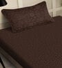 Brown Floral 300 TC Woollen Fitted Single Bedsheet with Pillow Cover