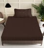 Brown Floral 300 TC Woollen Fitted Single Bedsheet with Pillow Cover