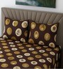 Brown Floral 400 TC Cotton Super King Size Bedsheet with 2 Pilllow covers Essential Series Collection