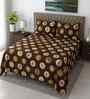 Brown Floral 400 TC Cotton Super King Size Bedsheet with 2 Pilllow covers Essential Series Collection