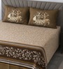 Brown Floral 400 Tc Cotton Super King Size Bedsheet With 2 Pillow Covers