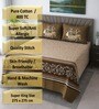 Brown Floral 400 Tc Cotton Super King Size Bedsheet With 2 Pillow Covers